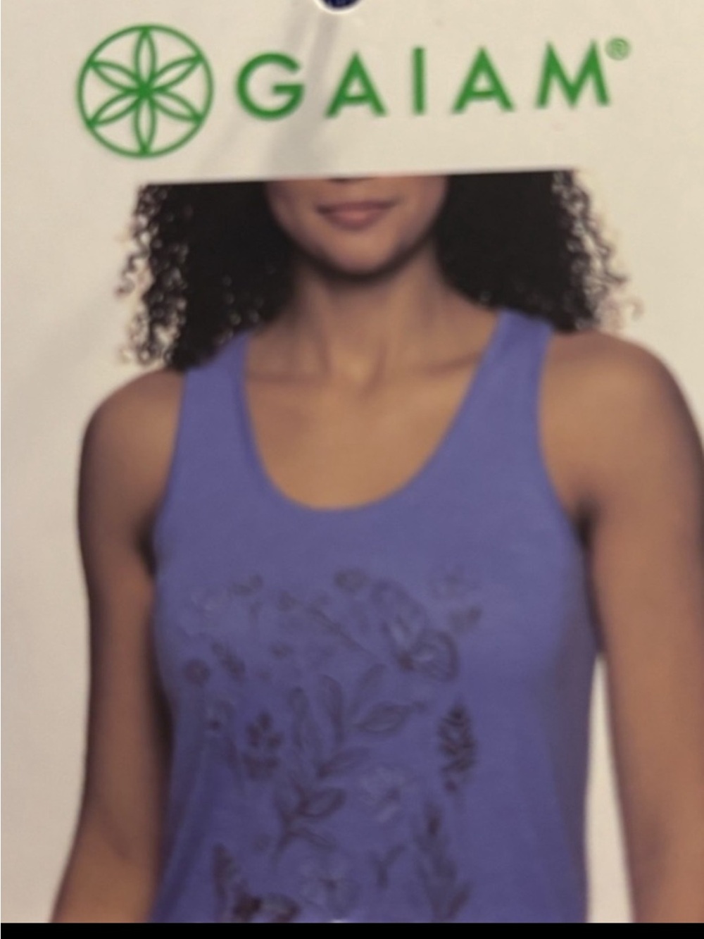 GAIAM graphic tank top - with detailed Back - NWT - Blue